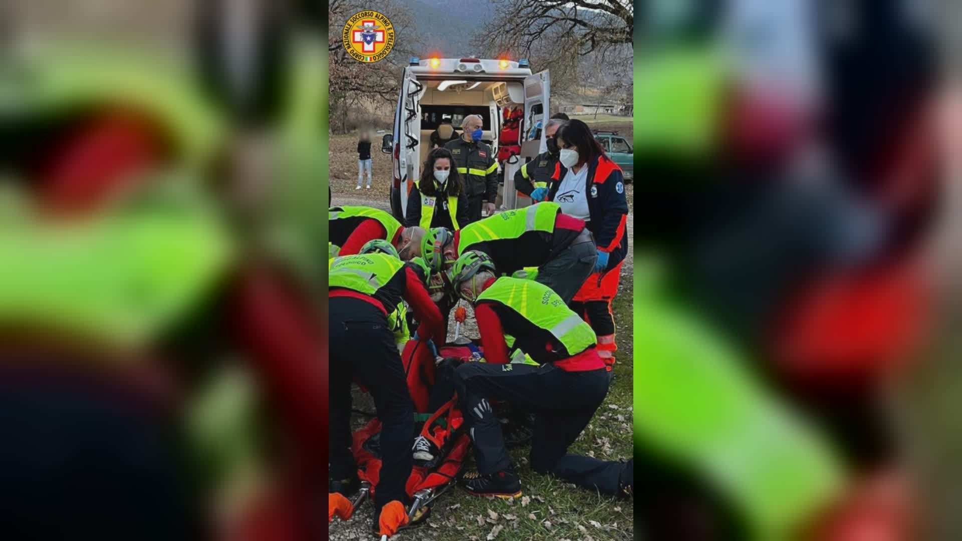 Ciclista infortunato, intervento del Sasu