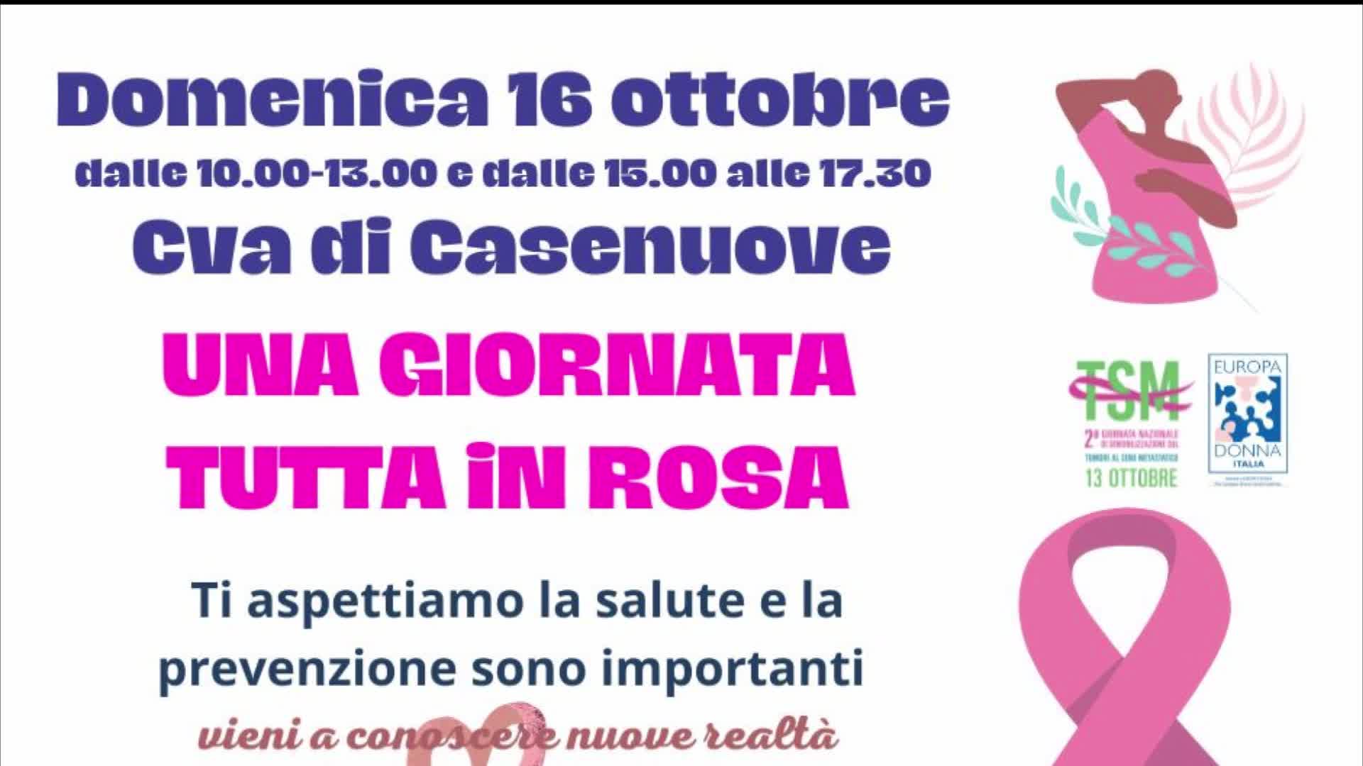 Tumore al seno, Domenica16 sarà "Una Giornata tutta in rosa"