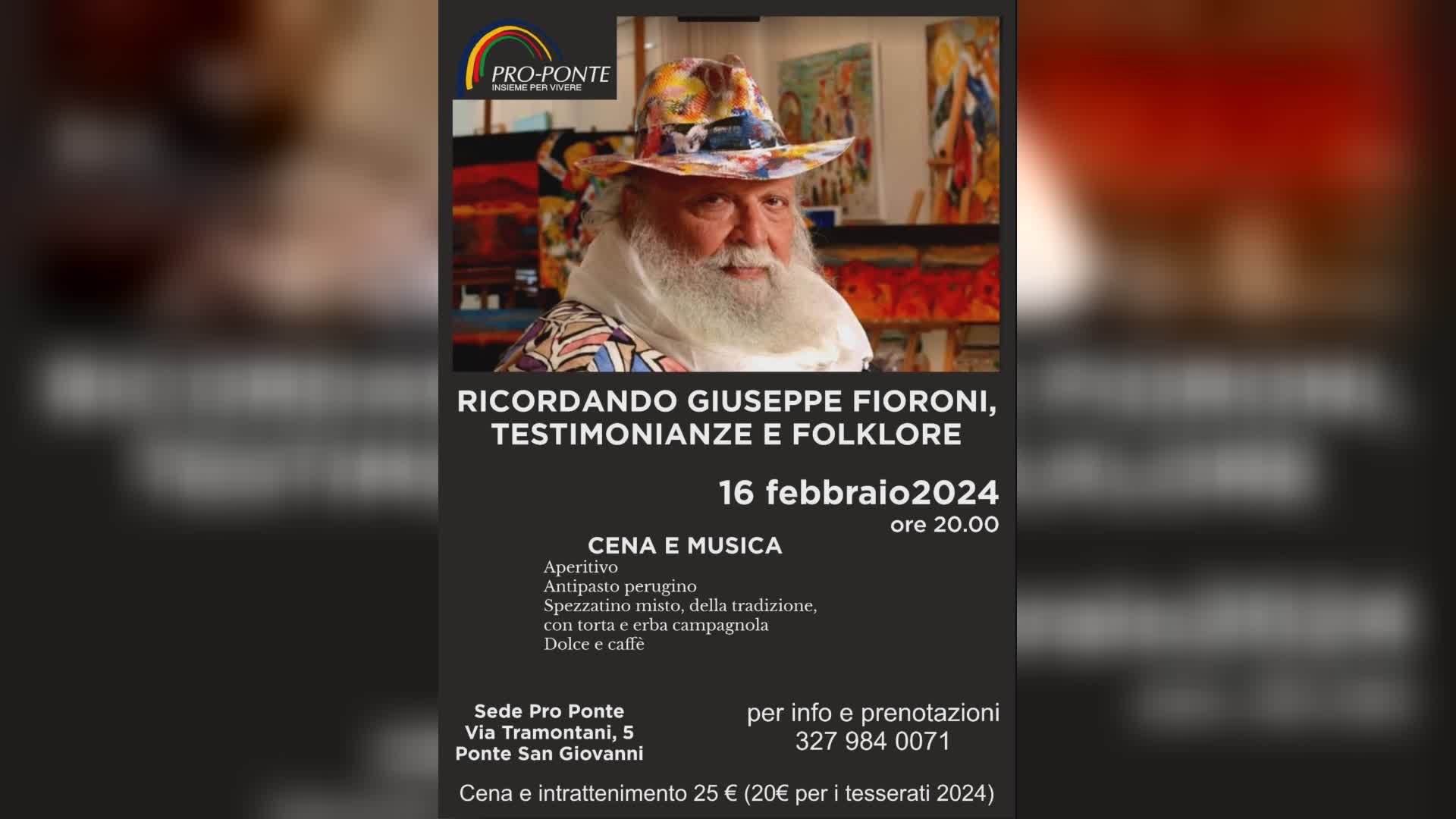 La Pro Ponte ricorda Peppe Fioroni, artista e gentiluomo