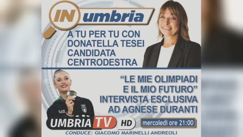 “InUmbria” eccezionalmente di mercoledì:stasera ospite Donatella Tesei