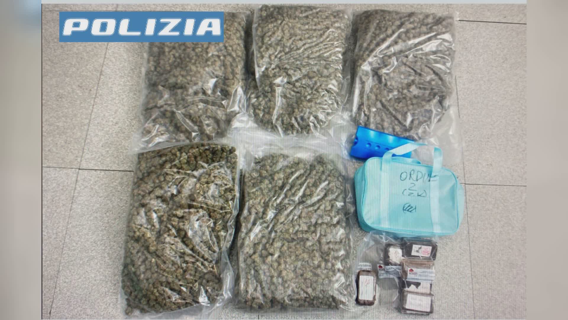 Trovati con 14 kg di droga e 25mila euro in contanti: tre arrestati