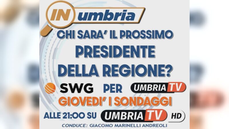 Sondaggio SWG per Umbria TV: giovedì sera dalle 21 a “In Umbria”