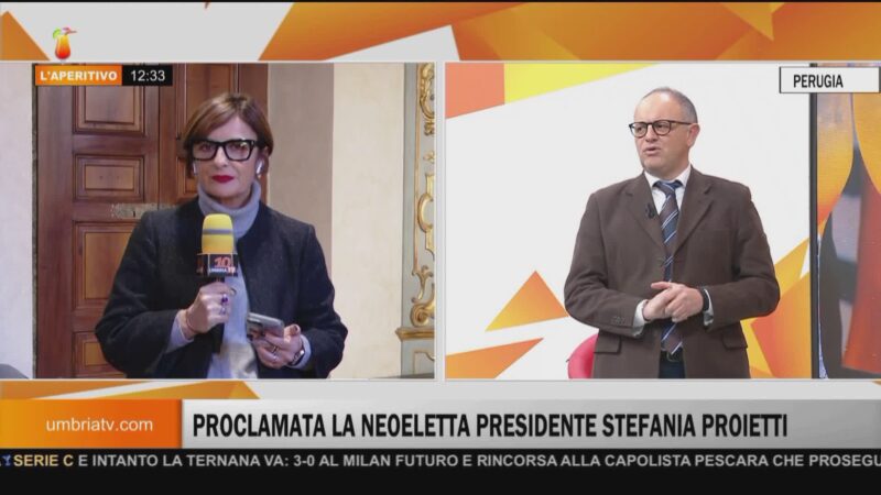 Proclamata Presidente Stefania Proietti: la diretta da “L’Aperitivo”