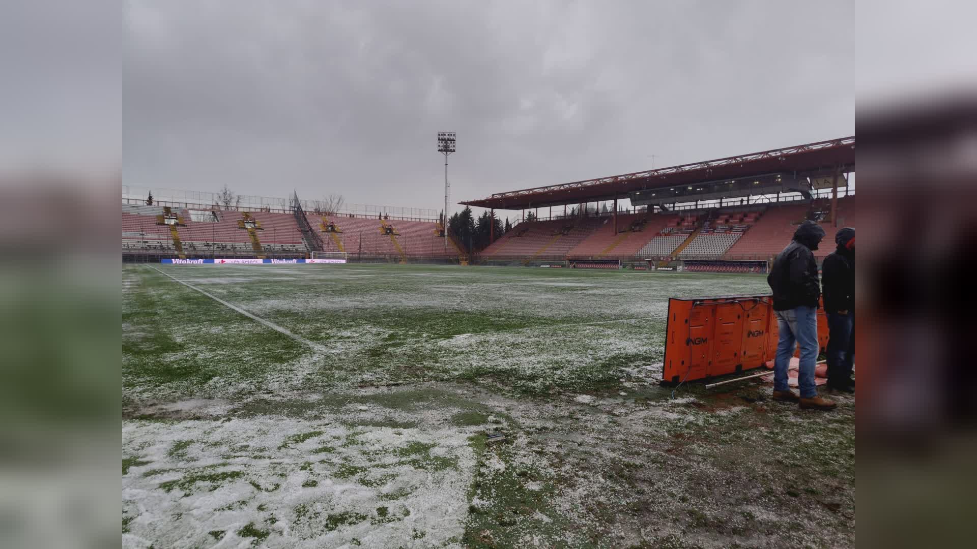 Grandine al “Curi”: sopralluogo per Perugia-Pescara ma via regolare