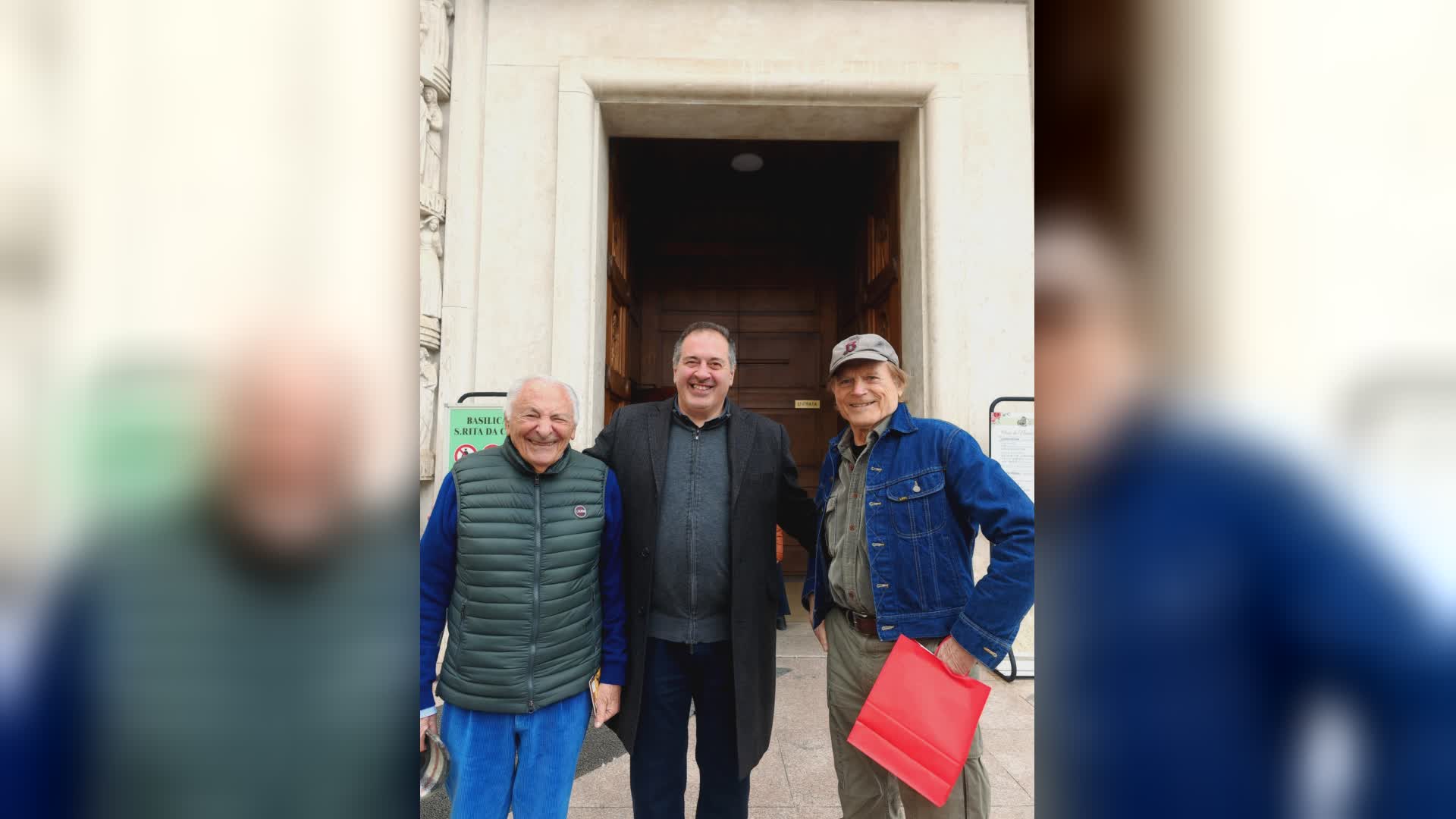 Mogol e Terence Hill, visita a sorpresa al Santuario S.Rita