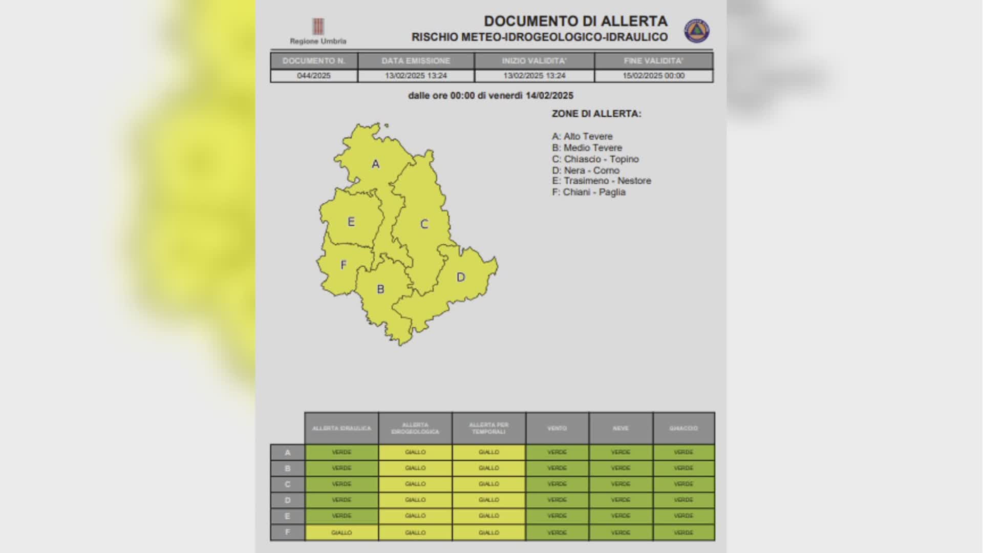 Allerta meteo giallo: temporali e rischio idrogeologico